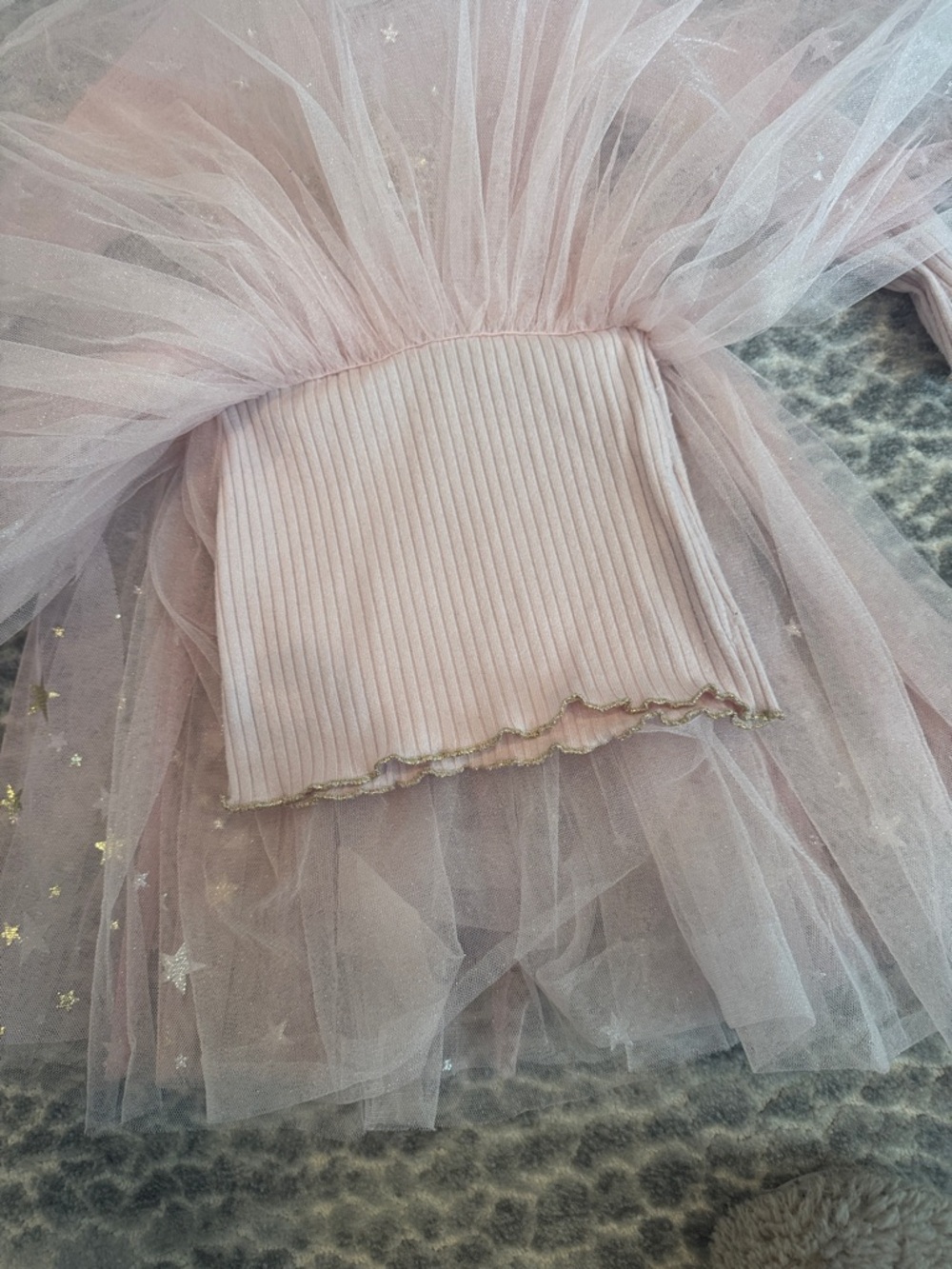 Petite Hailey Pink Star Tulle Dress with Gold Sequin Star - Picture 4 of 4